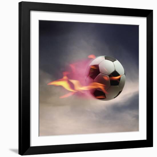 Flaming Soccer Ball-null-Framed Photographic Print