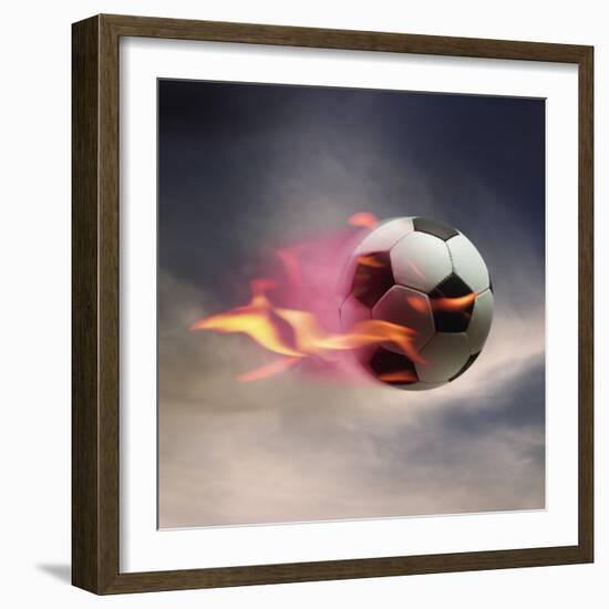 Flaming Soccer Ball-null-Framed Photographic Print