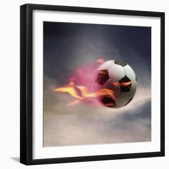 Flaming Soccer Ball-null-Framed Photographic Print