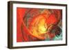 Flaming Sun. Abstract Painting Texture in Summer Color. Modern Futuristic Red Pattern. Bright Color-Excellent backgrounds-Framed Art Print