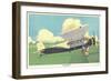 Flamingo Airplane-null-Framed Art Print