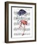 Flamingo and Parasol-Fab Funky-Framed Art Print