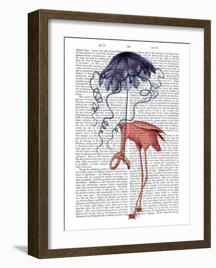 Flamingo and Parasol-Fab Funky-Framed Art Print