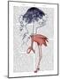 Flamingo and Parasol-Fab Funky-Mounted Art Print