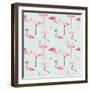 Flamingo Bird Background - Retro Seamless Pattern in Vector-woodhouse-Framed Art Print