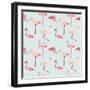 Flamingo Bird Background - Retro Seamless Pattern in Vector-woodhouse-Framed Art Print