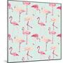 Flamingo Bird Background - Retro Seamless Pattern in Vector-woodhouse-Mounted Art Print