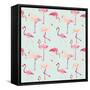 Flamingo Bird Background - Retro Seamless Pattern in Vector-woodhouse-Framed Stretched Canvas