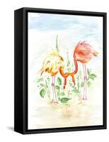 Flamingo Couple - Watercolor Illustration-venimo-Framed Stretched Canvas