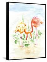 Flamingo Couple - Watercolor Illustration-venimo-Framed Stretched Canvas