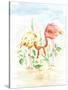 Flamingo Couple - Watercolor Illustration-venimo-Stretched Canvas