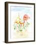 Flamingo Couple - Watercolor Illustration-venimo-Framed Art Print