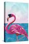 Flamingo goes to the beach-Sarah Manovski-Stretched Canvas