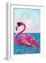 Flamingo goes to the beach-Sarah Manovski-Framed Giclee Print