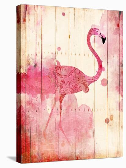 Flamingo Henna-Jace Grey-Stretched Canvas