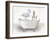 Flamingo In Bathtub-Matthew Piotrowicz-Framed Art Print