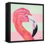 Flamingo on Stripes I-Julie DeRice-Framed Stretched Canvas