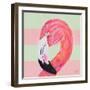 Flamingo on Stripes II-Julie DeRice-Framed Art Print