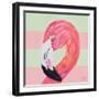 Flamingo on Stripes II-Julie DeRice-Framed Art Print