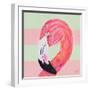 Flamingo on Stripes II-Julie DeRice-Framed Art Print