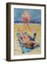 Flamingo On Sun Bather-Kestrel Michaud-Framed Giclee Print