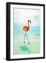 Flamingo on the Beach-Tai Prints-Framed Art Print