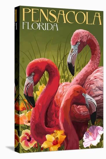 Flamingo - Pensacola, Florida-Lantern Press-Stretched Canvas