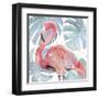 Flamingo Splash II-Annie Warren-Framed Art Print