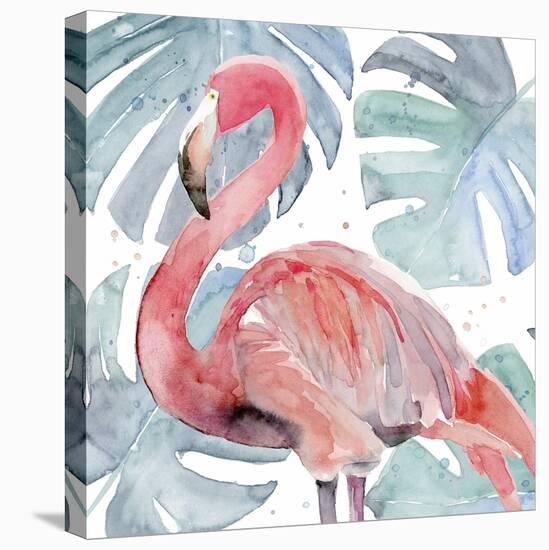 Flamingo Splash II-Annie Warren-Stretched Canvas
