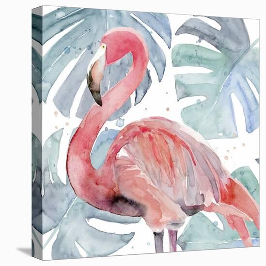 Flamingo Splash II-Annie Warren-Stretched Canvas