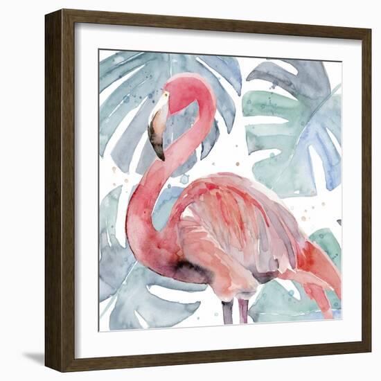 Flamingo Splash II-Annie Warren-Framed Art Print