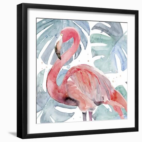 Flamingo Splash II-Annie Warren-Framed Art Print