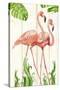 Flamingo Stroll 1-Mary Escobedo-Stretched Canvas