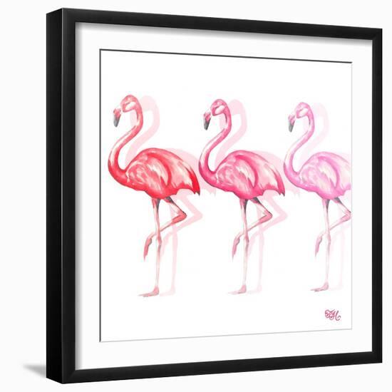 Flamingo Trio II-Tiffany Hakimipour-Framed Art Print