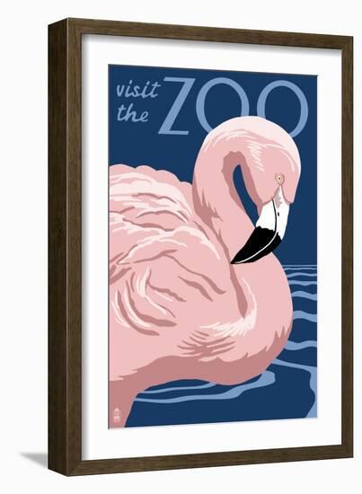 Flamingo - Visit the Zoo-Lantern Press-Framed Art Print