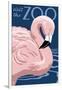 Flamingo - Visit the Zoo-Lantern Press-Framed Art Print