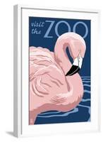 Flamingo - Visit the Zoo-Lantern Press-Framed Art Print