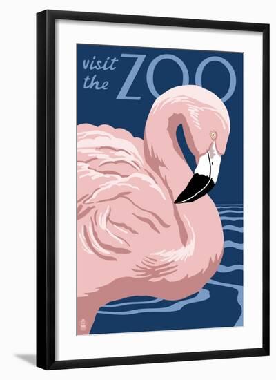 Flamingo - Visit the Zoo-Lantern Press-Framed Art Print