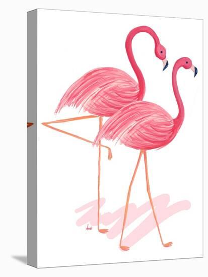 Flamingo Walk Watercolor I-Andi Metz-Stretched Canvas