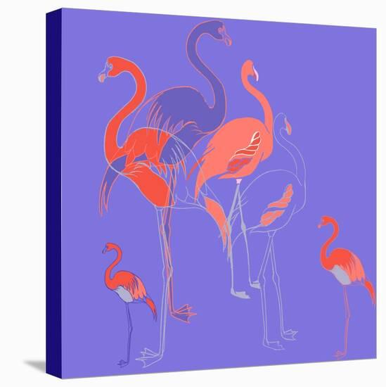 Flamingoes-Anna Platts-Stretched Canvas