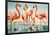 Flamingoes-null-Framed Giclee Print