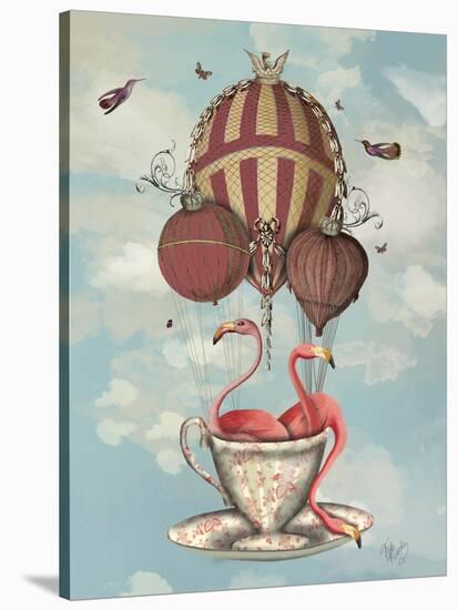 Flamingos in Teacup-Fab Funky-Stretched Canvas