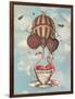 Flamingos in Teacup-Fab Funky-Framed Art Print
