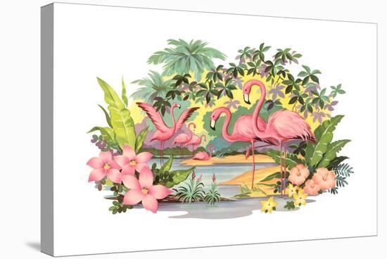 Flamingos in the Tropics-null-Stretched Canvas