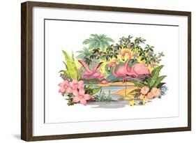 Flamingos in the Tropics-null-Framed Giclee Print