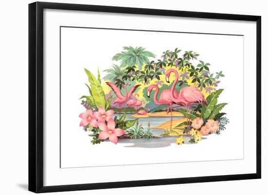 Flamingos in the Tropics-null-Framed Giclee Print