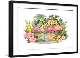 Flamingos in the Tropics-null-Framed Giclee Print