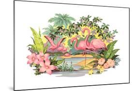 Flamingos in the Tropics-null-Mounted Giclee Print