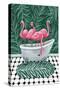 Flamingos in Tub-Yvette St. Amant-Stretched Canvas