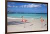 Flamingos on Flamingo Beach, Renaissance Island, Oranjestad, Aruba, Lesser Antilles-Jane Sweeney-Framed Premium Photographic Print